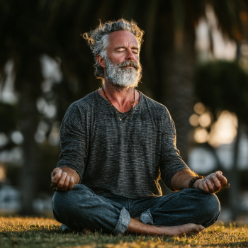 Idős csoport meditál természetes környezetben